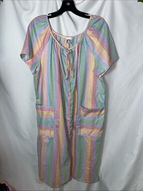 Tigerlily Pastel Rainbow Striped Short-Sleeve Robe